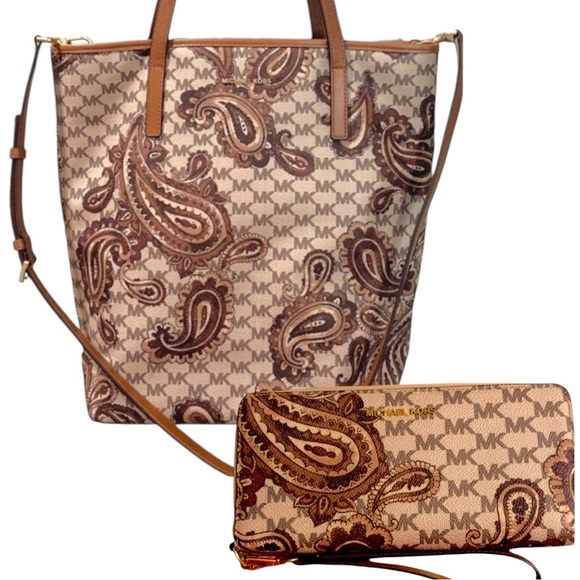 Michael Kors 2 Pc Set Emry Large Paisley Pattern Tote with Matching wallet - Picture 14 of 16